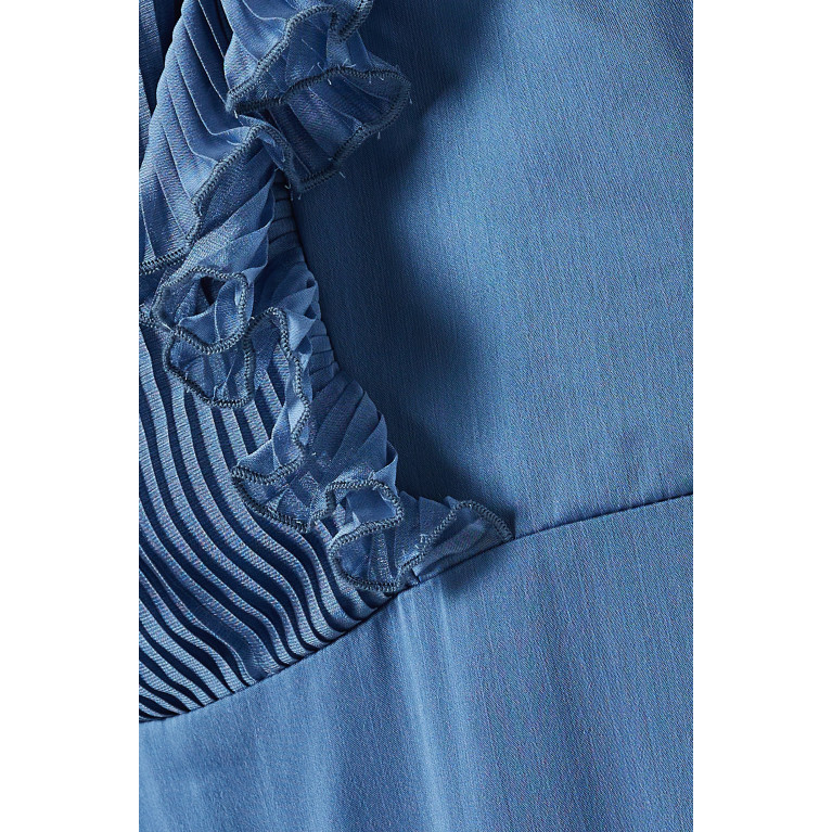 NASS - Pleated Maxi Dress in Shiny Organza Blue