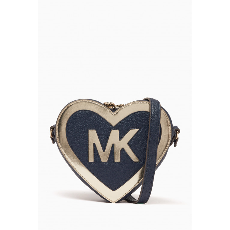 Michael Kors Kids - Heart Shape Logo Crossbody Bag in Faux Leather Blue