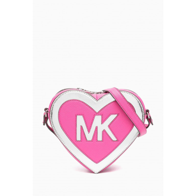 Michael Kors Kids - Heart Shape Logo Crossbody Bag in Faux Leather Pink