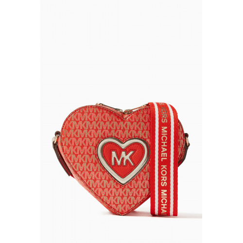 Michael Kors Kids - Logo Print Heart Bag in Coated Canvas