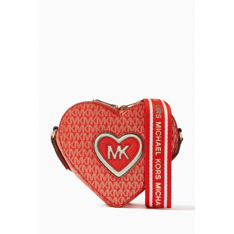 Michael Kors Kids - Logo Print Heart Bag in Coated Canvas