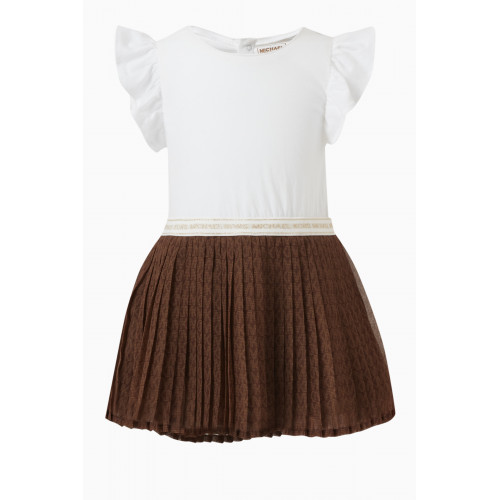 Michael Kors Kids - Ruffled Logo-tape Dress in Cotton & Polyester Brown