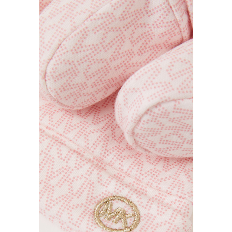 Michael Kors Kids - Monogram Logo Print Beanie and Boots, Set of Two Pink
