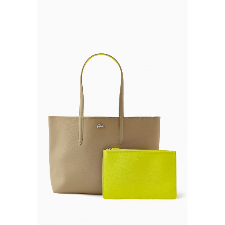 Lacoste - Anna Reversible Tote Bag in Coated Canvas Neutral