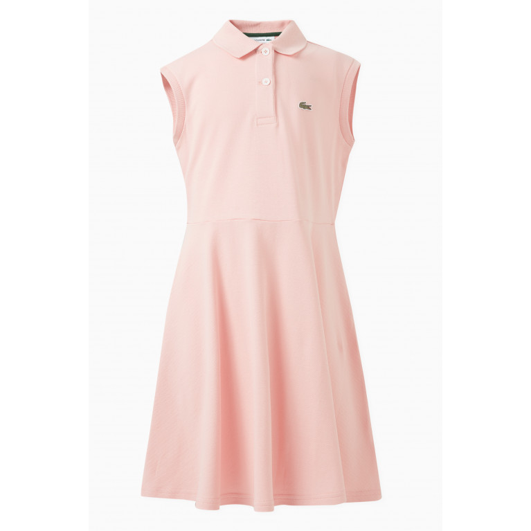 Lacoste - Logo-embroidered Polo Dress in Cotton Pink