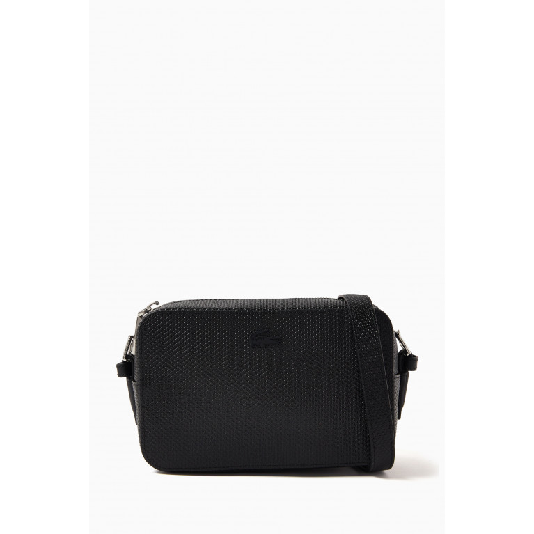 Lacoste - Chantaco Small Crossbody Bag in Piqué Leather Black