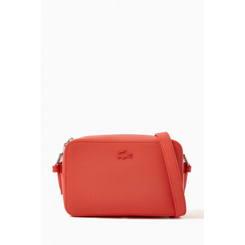 Lacoste - Chantaco Small Crossbody Bag in Piqué Leather Red