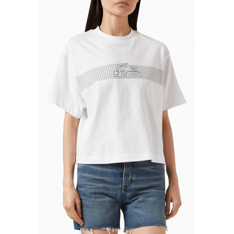 Lacoste - Net-print Oversized T-shirt in Jersey