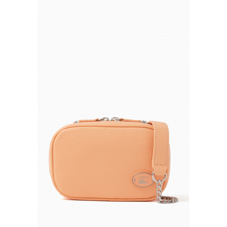 Lacoste - Square Shoulder Bag in Top Grain Leather Orange