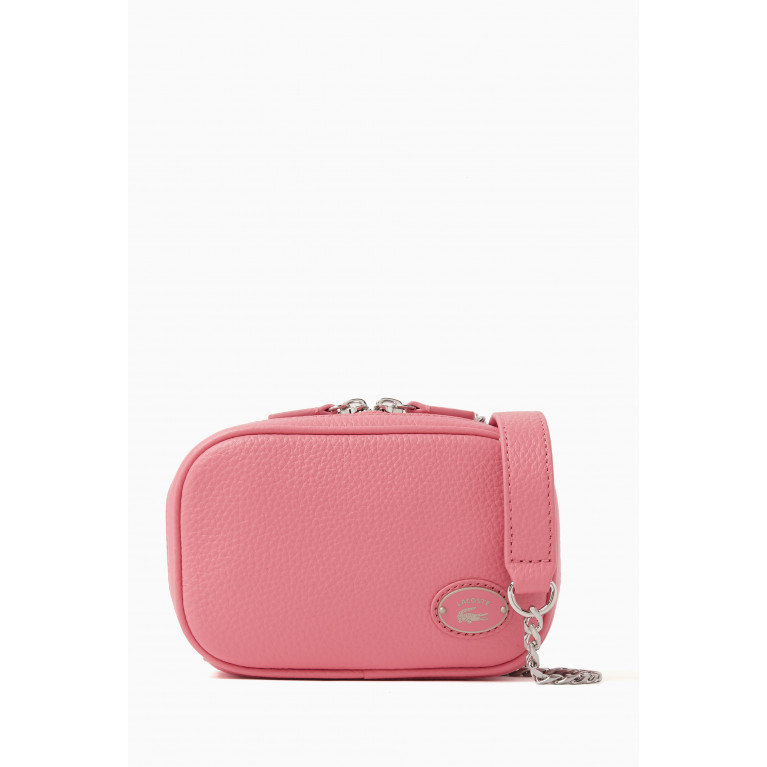 Lacoste - Square Shoulder Bag in Top Grain Leather Pink