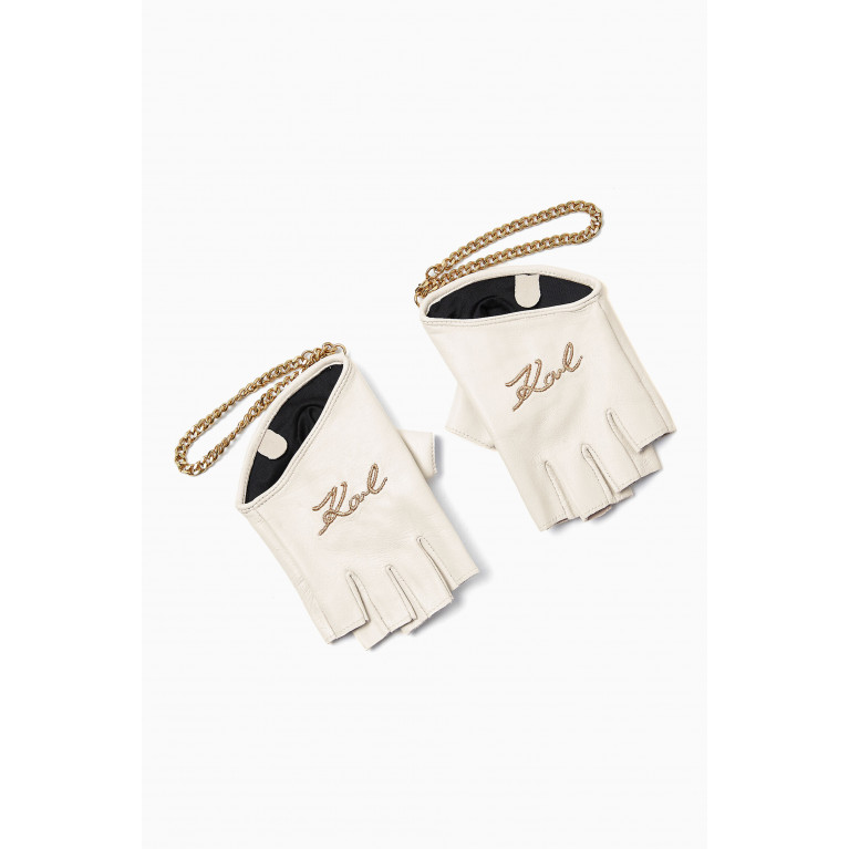 Karl Lagerfeld - K/Signature Chain Gloves in Leather