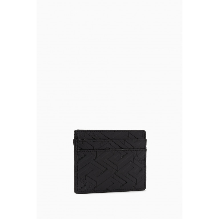 Versace - Greca Monogram Card Holder in Embossed Leather
