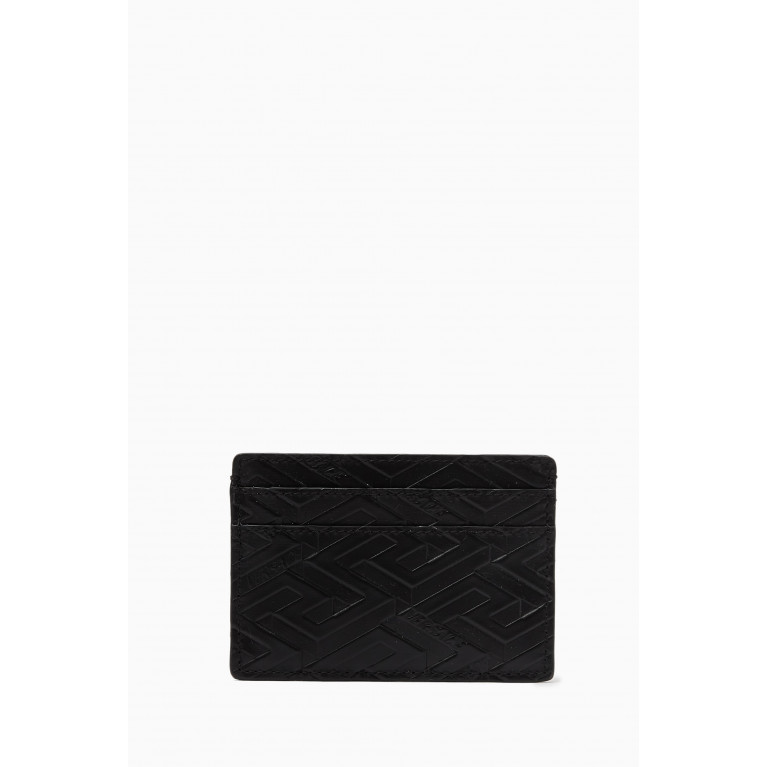 Versace - Greca Monogram Card Holder in Embossed Leather