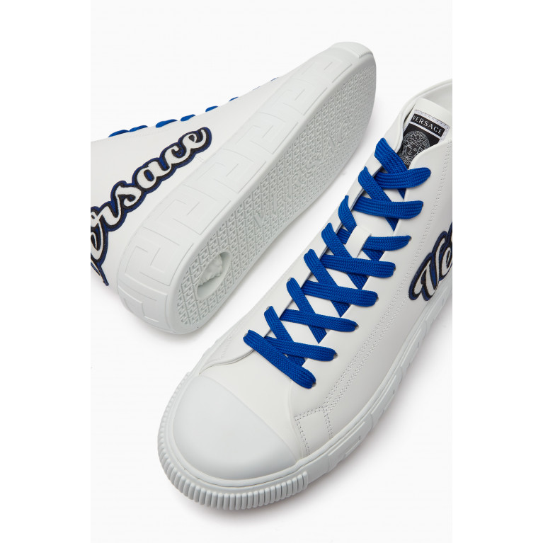 Versace - Logo Appliqué High-top Sneakers in Canvas