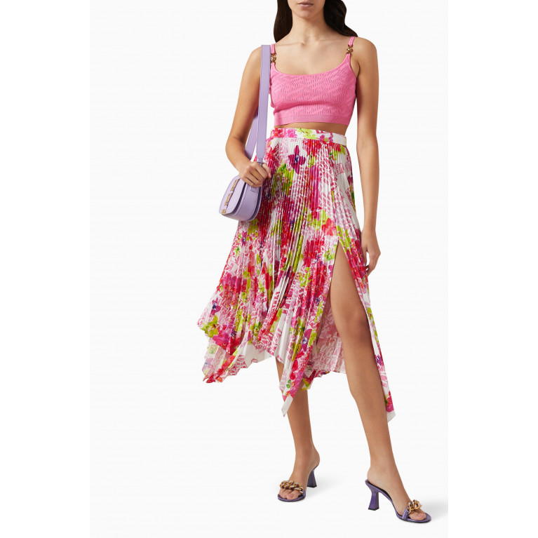 Versace - Orchid Pleated Midi Skirt in Crepe de Chine