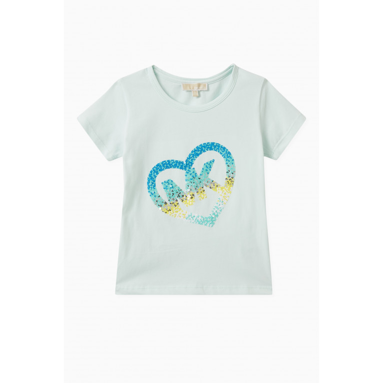 Michael Kors Kids - Sequined Logo T-shirt in Cotton Blue