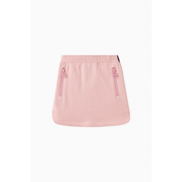 Michael Kors Kids - Contrast-zip Logo Skirt in Cotton Pink