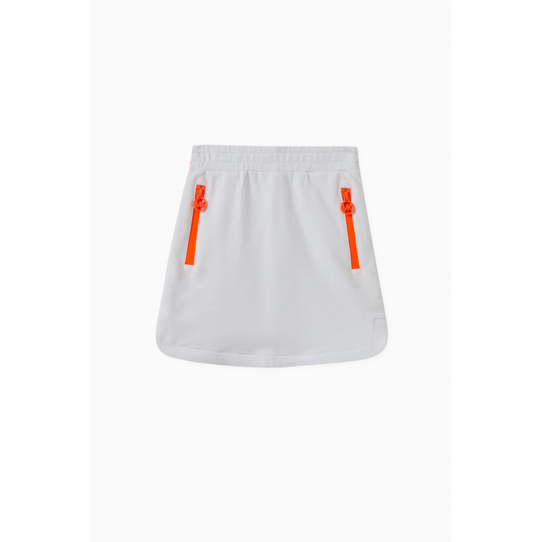 Michael Kors Kids - Contrast-zip Logo Skirt in Cotton White