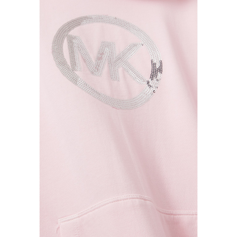 Michael Kors Kids - Sequined Logo Hooded Dress in Cotton