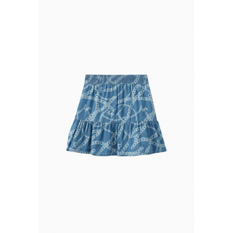 Michael Kors Kids - Logo Denim Midi Skirt in Cotton