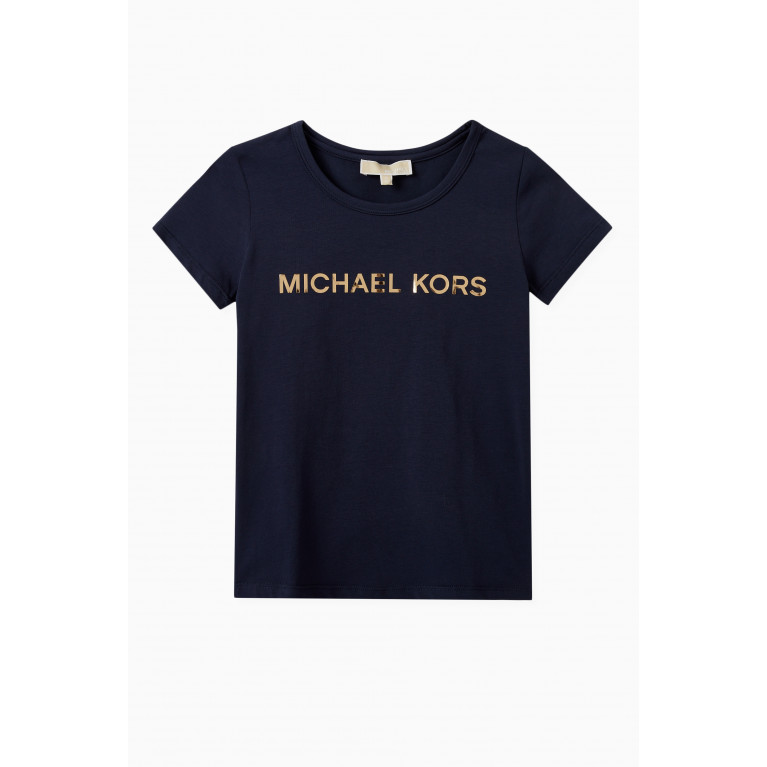 Michael Kors Kids - Metallic Logo T-shirt in Cotton Blue