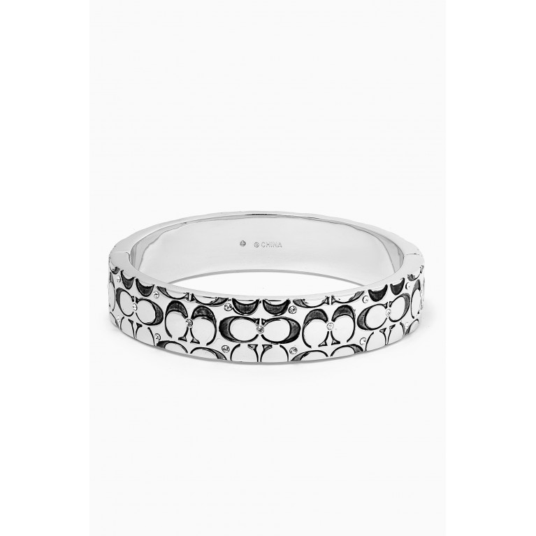 Coach - Quilted C Hinged Bangle in Metal