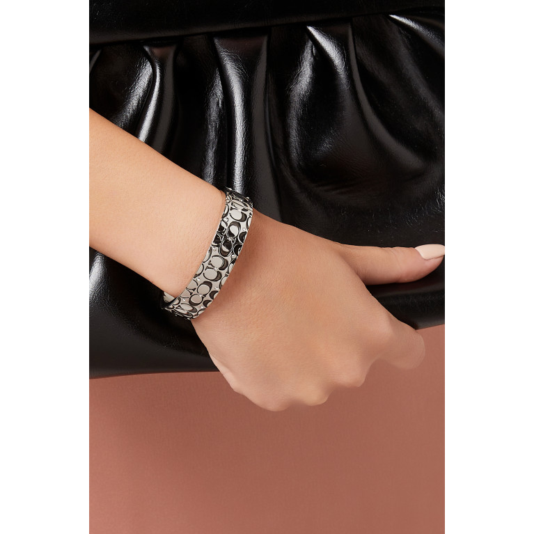 Coach - Quilted C Hinged Bangle in Metal