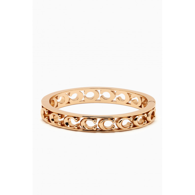Coach - Signature Open Work Hinged Bangle in Metal