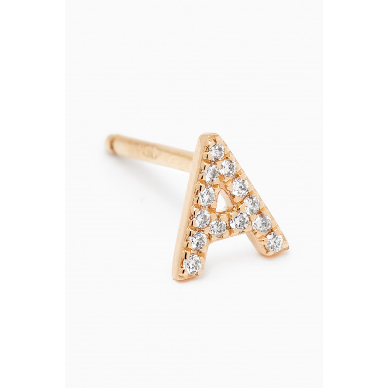 Fergus James - "A" Diamond Letter Single Stud Earring in 18kt Gold