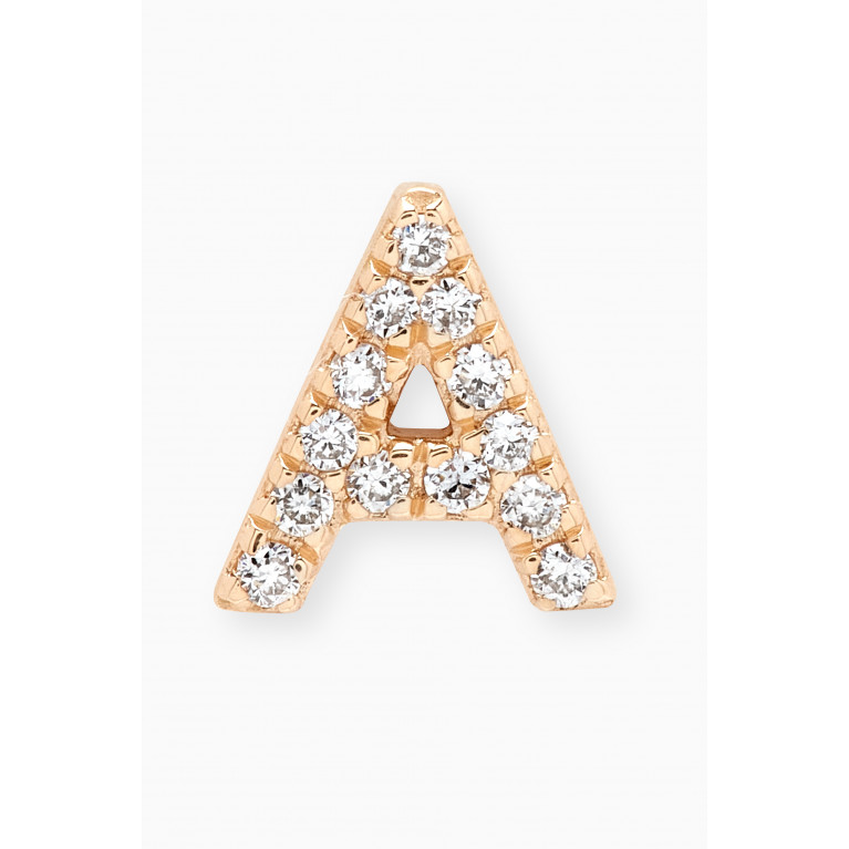 Fergus James - "A" Diamond Letter Single Stud Earring in 18kt Gold