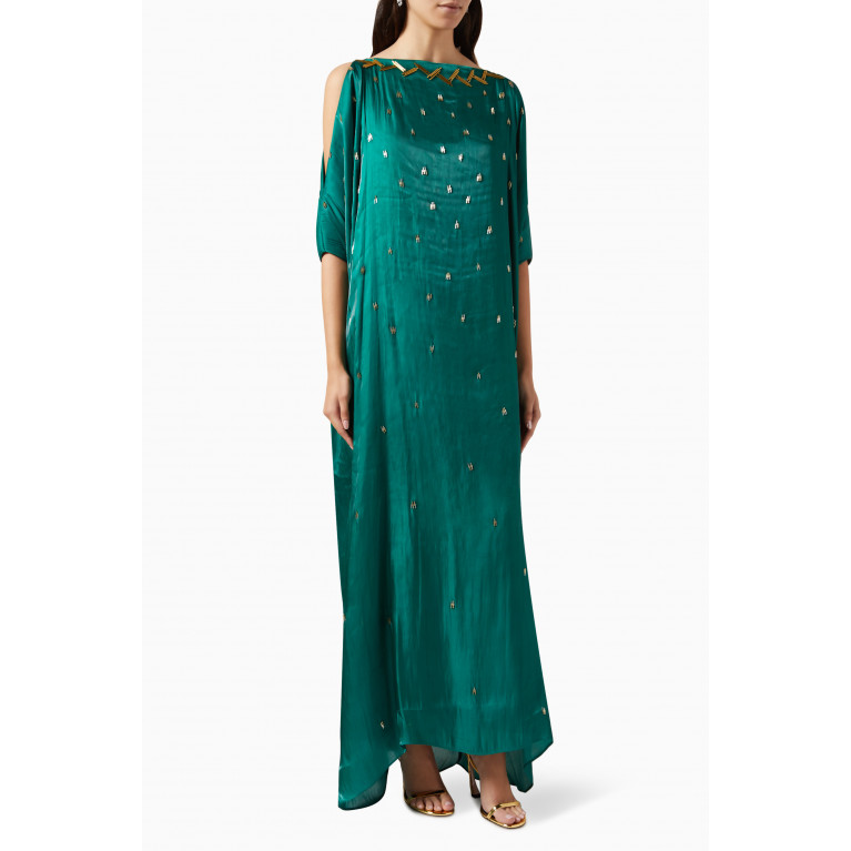 LAMMOUSH - Embellished Cut-out Maxi Dress in Silk