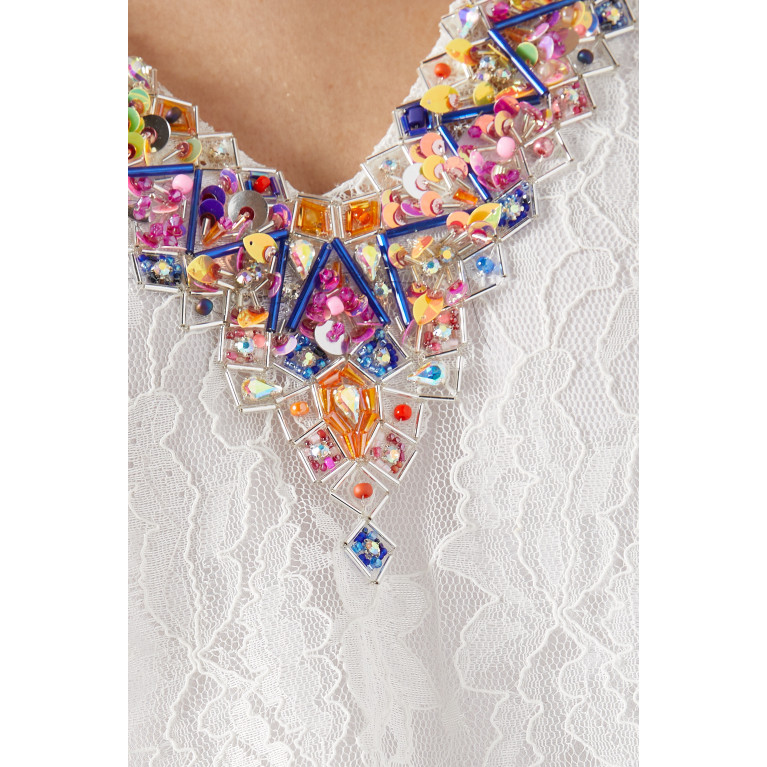 LAMMOUSH - Embellished V-neck Kaftan in Lace