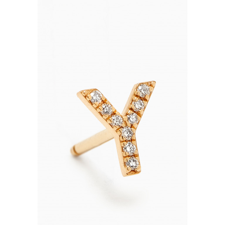 Fergus James - Y Letter Diamond Single Stud Earring in 18kt Gold