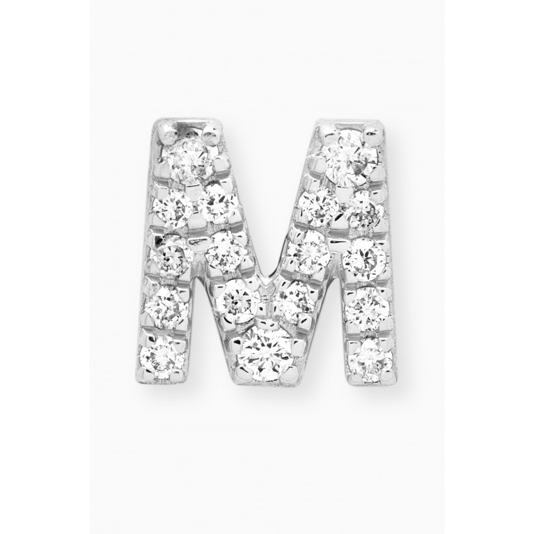 Fergus James - M Letter Diamond Single Stud Earring in 18kt White Gold