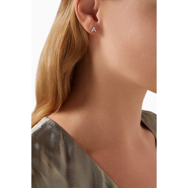 Fergus James - A Letter Diamond Single Stud Earring in 18kt White Gold