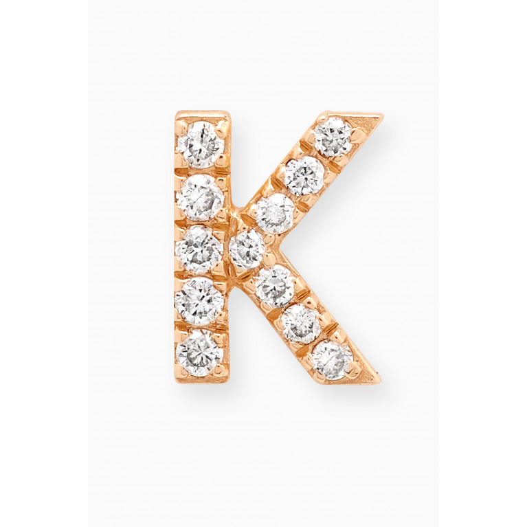 Fergus James - K Letter Diamond Single Stud Earring in 18kt Gold