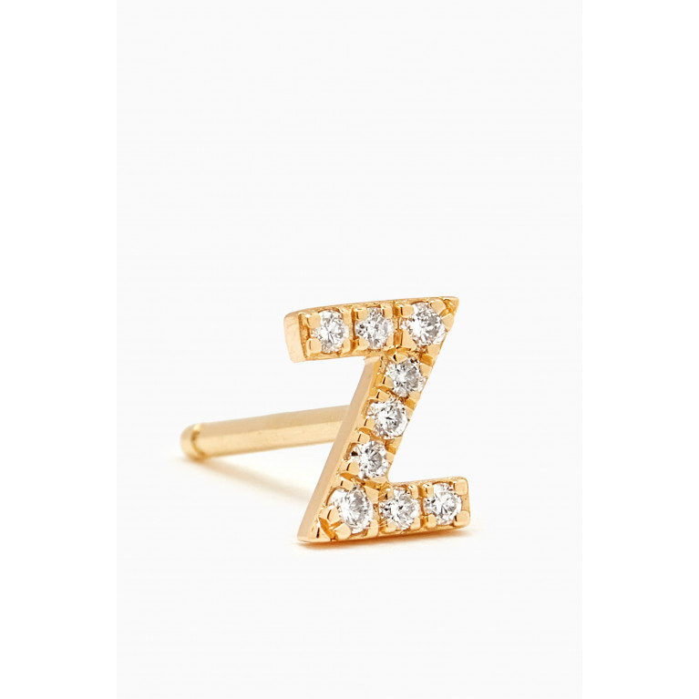 Fergus James - Z Letter Diamond Single Stud Earring in 18kt Gold