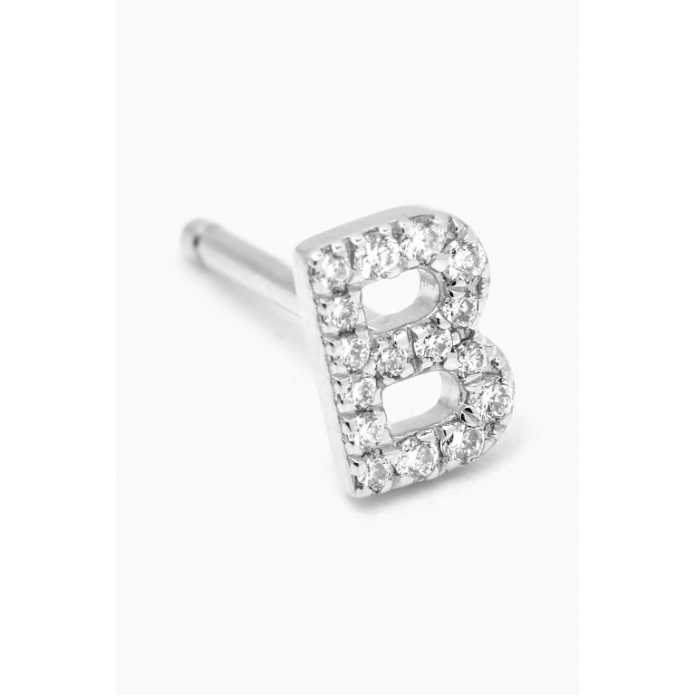 Fergus James - B Letter Diamond Single Stud Earring in 18kt White Gold