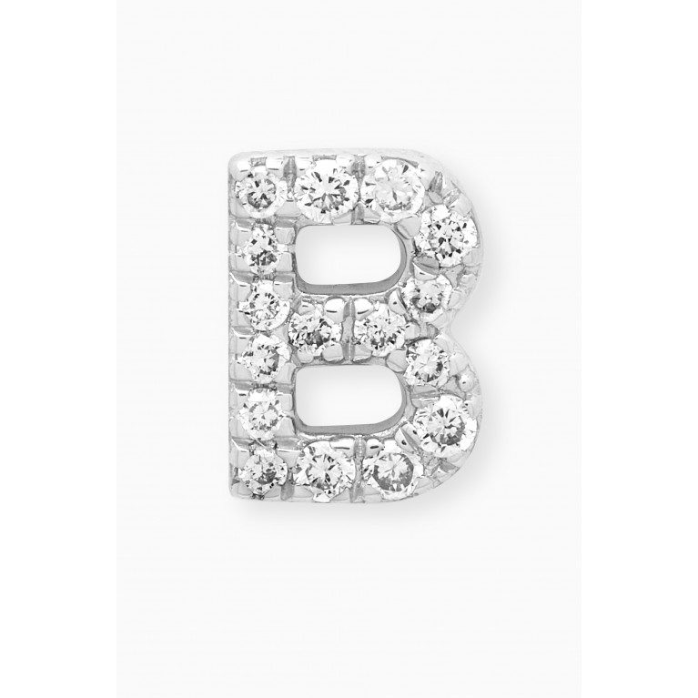 Fergus James - B Letter Diamond Single Stud Earring in 18kt White Gold