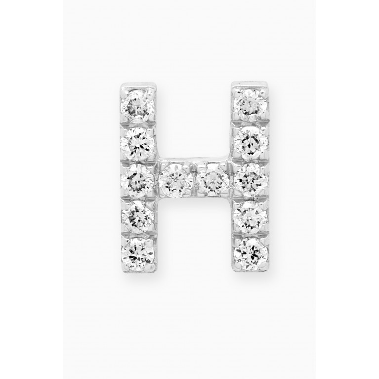 Fergus James - H Letter Diamond Single Stud Earring in 18kt White Gold