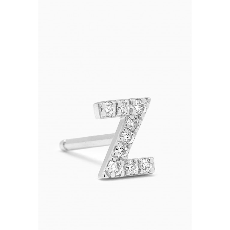 Fergus James - Z Letter Diamond Single Stud Earring in 18kt White Gold