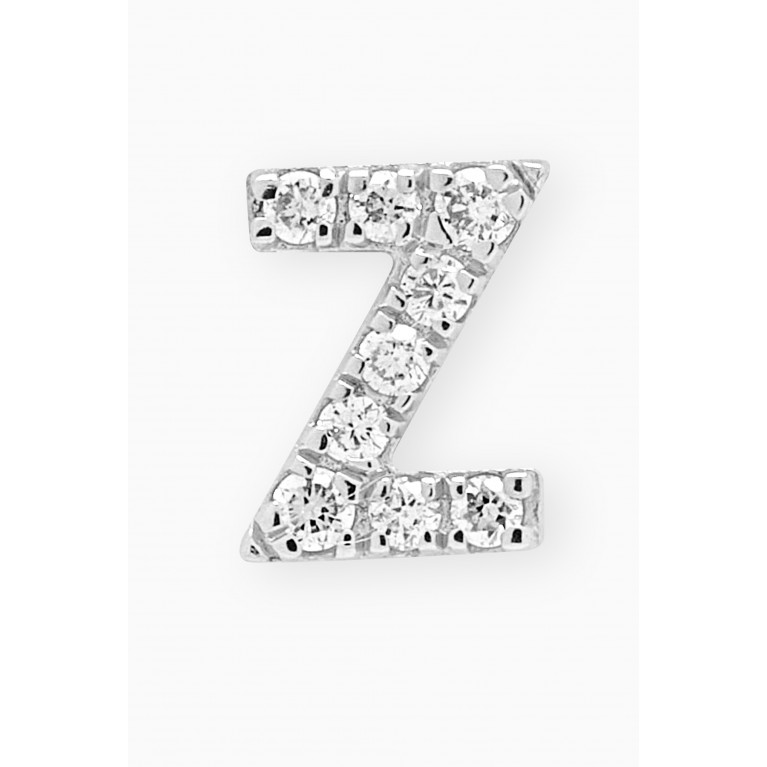 Fergus James - Z Letter Diamond Single Stud Earring in 18kt White Gold