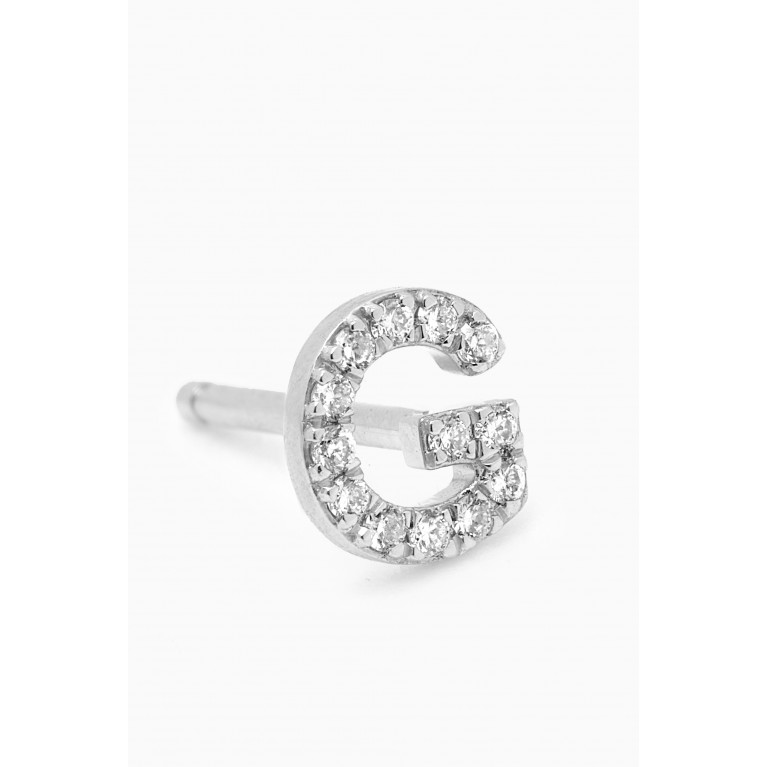 Fergus James - G Letter Diamond Single Stud Earring in 18kt White Gold