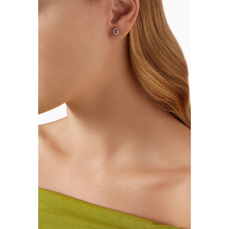 Fergus James - G Letter Diamond Single Stud Earring in 18kt White Gold
