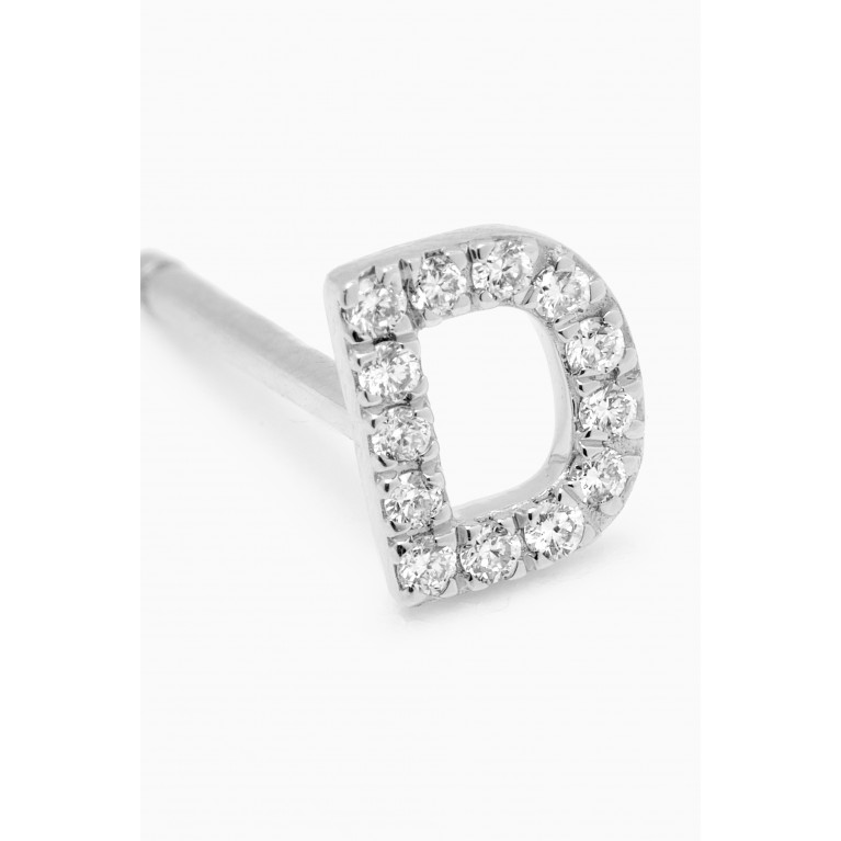 Fergus James - D Letter Diamond Single Stud Earring in 18kt White Gold