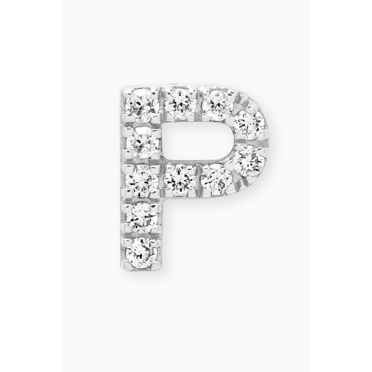Fergus James - P Letter Diamond Single Stud Earring in 18kt White Gold