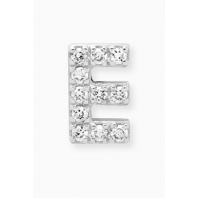 Fergus James - E Letter Diamond Single Stud Earring in 18kt White Gold
