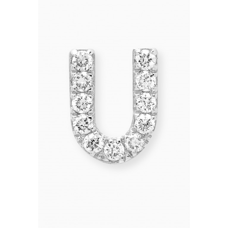 Fergus James - U Letter Diamond Single Stud Earring in 18kt White Gold