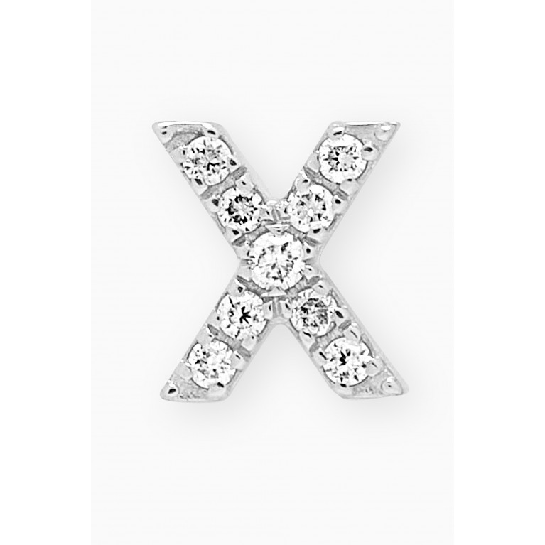 Fergus James - X Letter Diamond Single Stud Earring in 18kt White Gold