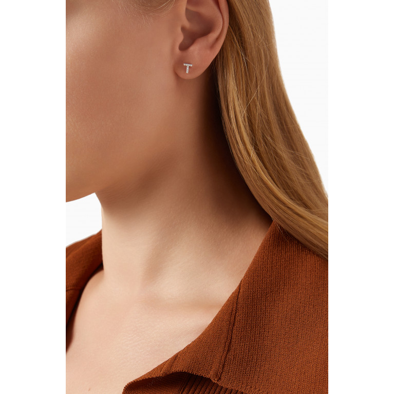 Fergus James - T Letter Diamond Single Stud Earring in 18kt White Gold